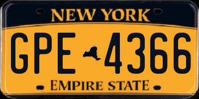NY license plate GPE4366