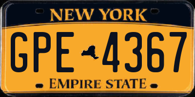 NY license plate GPE4367