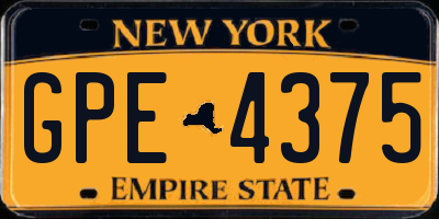 NY license plate GPE4375
