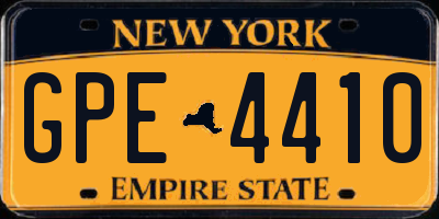 NY license plate GPE4410