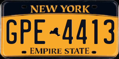 NY license plate GPE4413