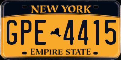 NY license plate GPE4415