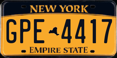 NY license plate GPE4417