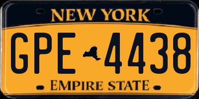 NY license plate GPE4438