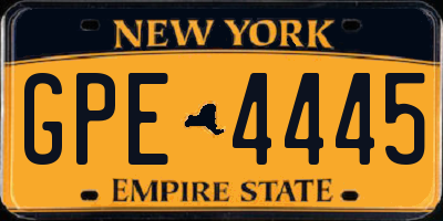 NY license plate GPE4445