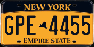 NY license plate GPE4455