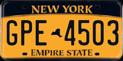 NY license plate GPE4503