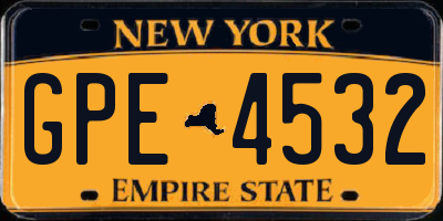 NY license plate GPE4532