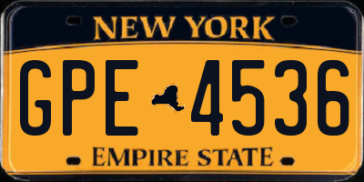 NY license plate GPE4536