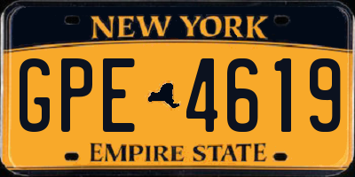 NY license plate GPE4619