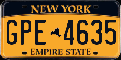 NY license plate GPE4635