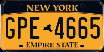 NY license plate GPE4665