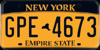 NY license plate GPE4673