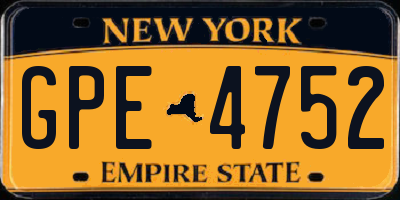 NY license plate GPE4752