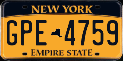 NY license plate GPE4759