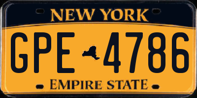 NY license plate GPE4786