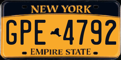 NY license plate GPE4792