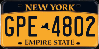 NY license plate GPE4802