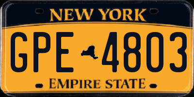 NY license plate GPE4803