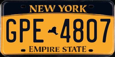 NY license plate GPE4807