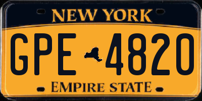 NY license plate GPE4820