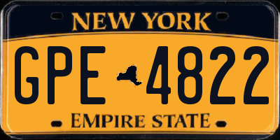 NY license plate GPE4822