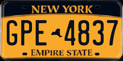 NY license plate GPE4837