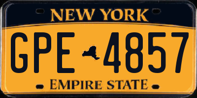 NY license plate GPE4857