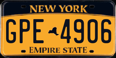 NY license plate GPE4906