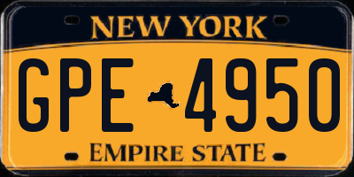 NY license plate GPE4950