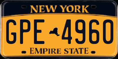 NY license plate GPE4960