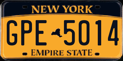 NY license plate GPE5014