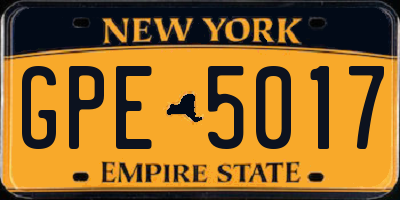 NY license plate GPE5017