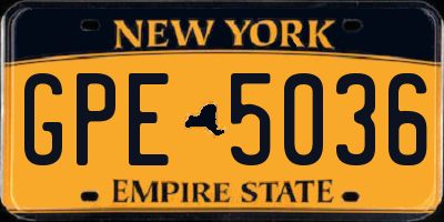 NY license plate GPE5036
