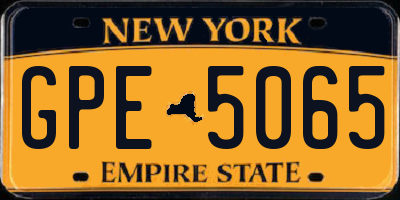 NY license plate GPE5065