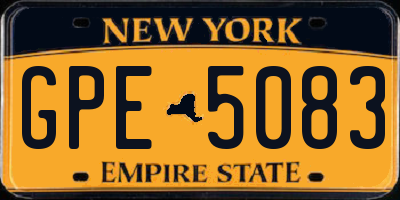 NY license plate GPE5083