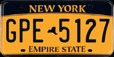 NY license plate GPE5127