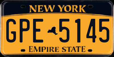 NY license plate GPE5145
