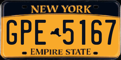 NY license plate GPE5167