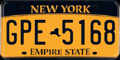NY license plate GPE5168