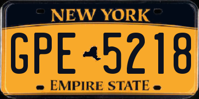 NY license plate GPE5218