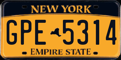 NY license plate GPE5314