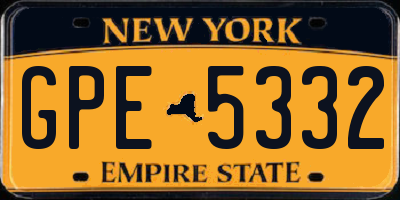 NY license plate GPE5332