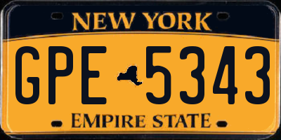 NY license plate GPE5343