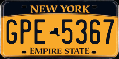 NY license plate GPE5367