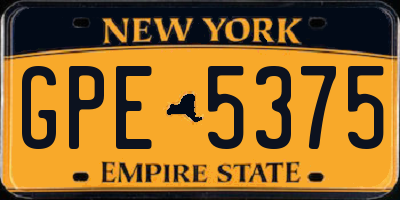 NY license plate GPE5375