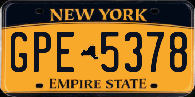 NY license plate GPE5378