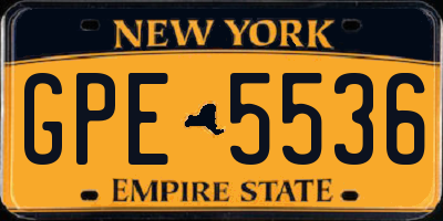 NY license plate GPE5536