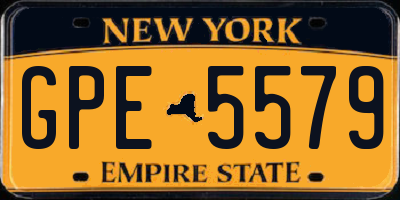 NY license plate GPE5579