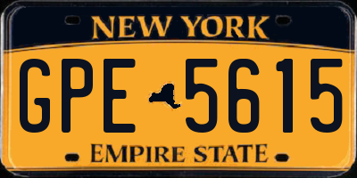 NY license plate GPE5615